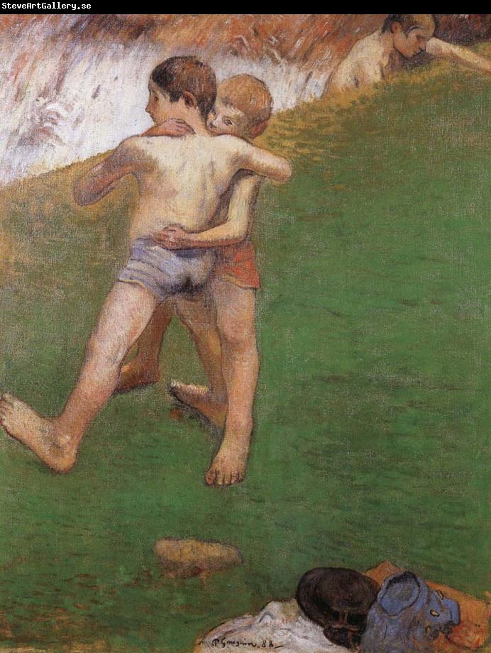Paul Gauguin chidren wrestling